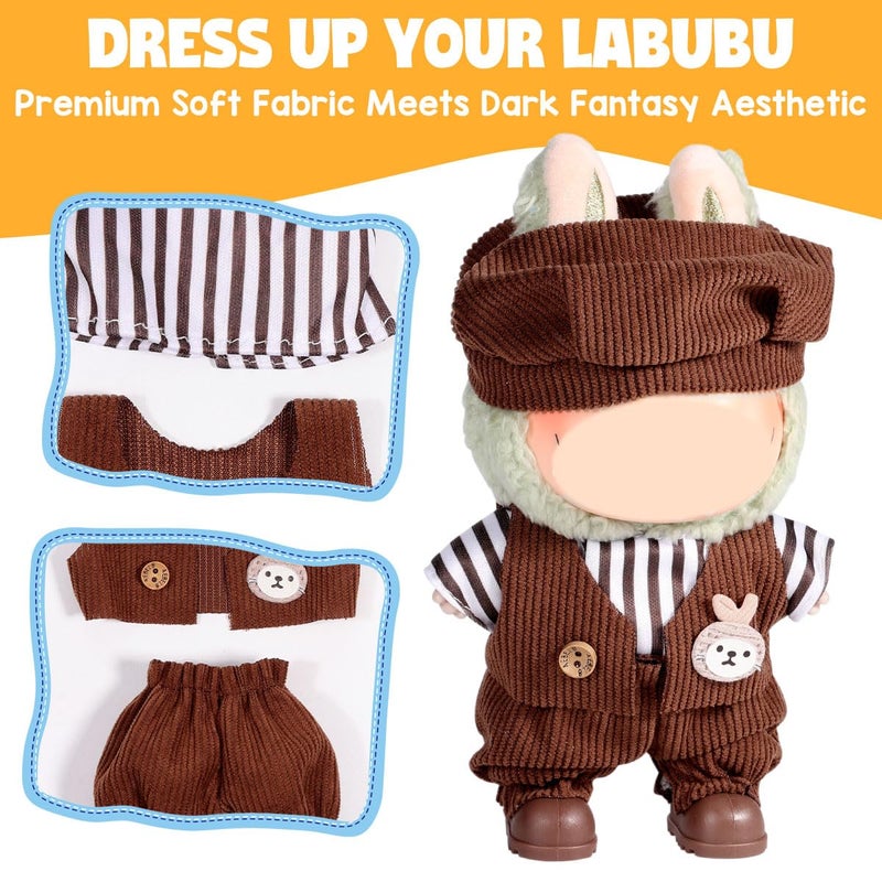 AICase for Labubu Clothes/for Labubu Outfits,Clothes Set for 17cm Lububu Doll,3 Piece Set Hat Clothing for LA BUBU, Boys and Girls Stylish Adorable Dolls Clothes Accessories (No Doll)_08 - Image 3